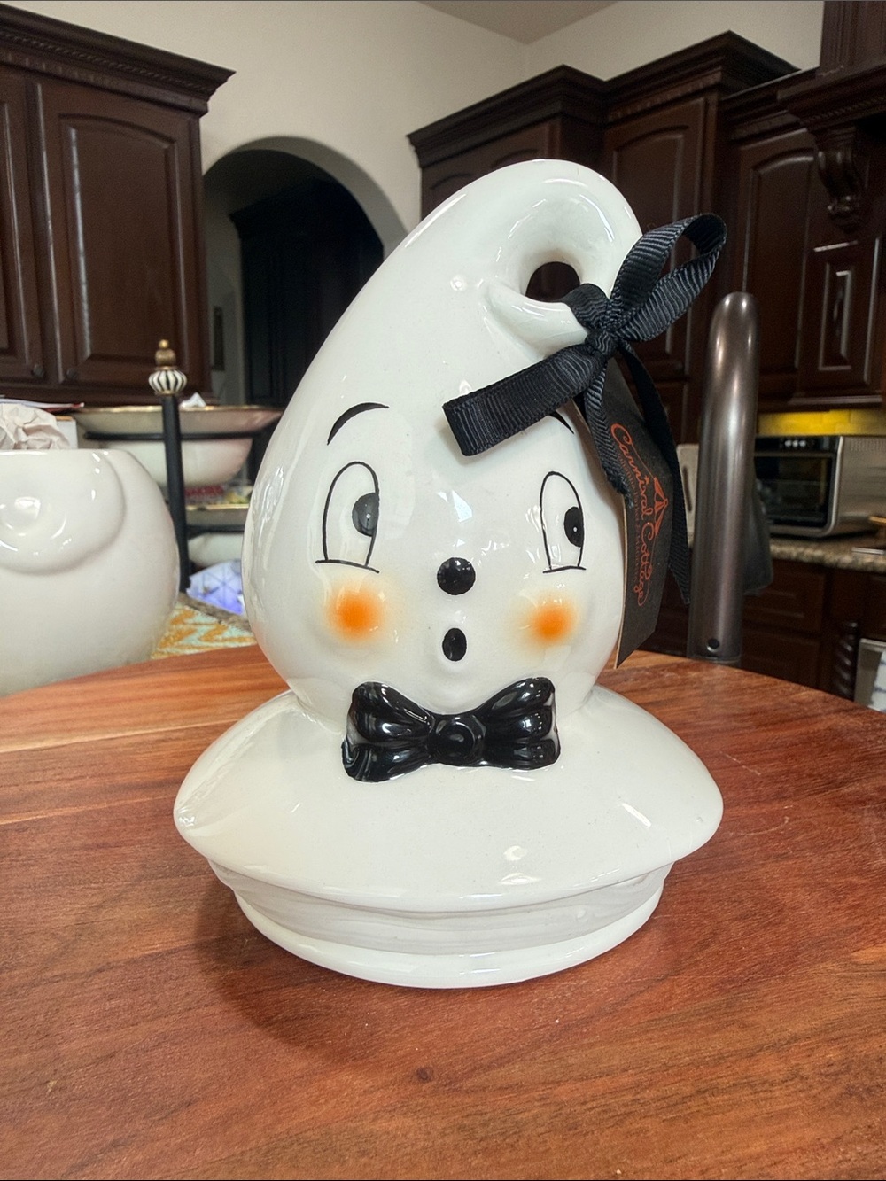 White Ceramic Snowman Cookie Jar with Black Accents - Picture 5 of 6